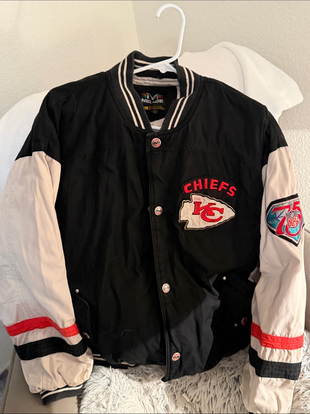 Kansas City Chiefs Black and White Varsity Jacket